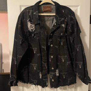 Cow skull jean jacket